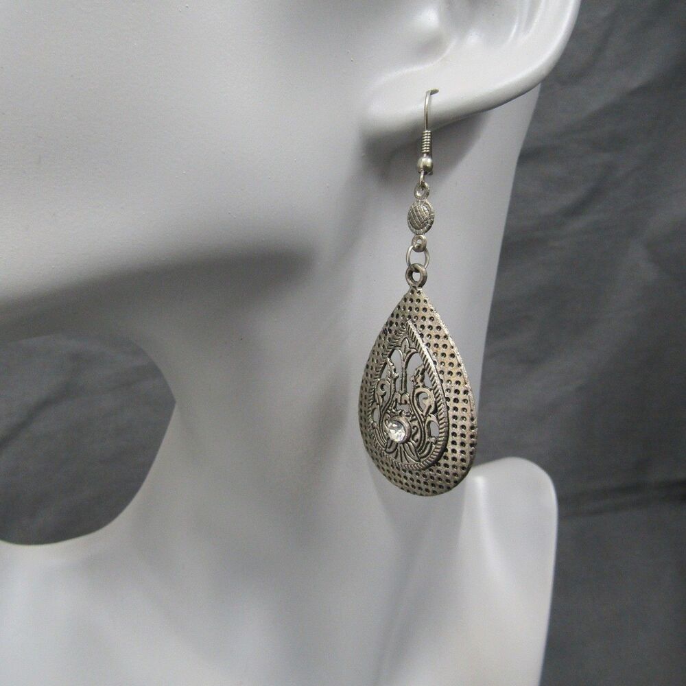 Dangle Drop Earring Womens Fashion Silver Tone Colorfull Boho Chic